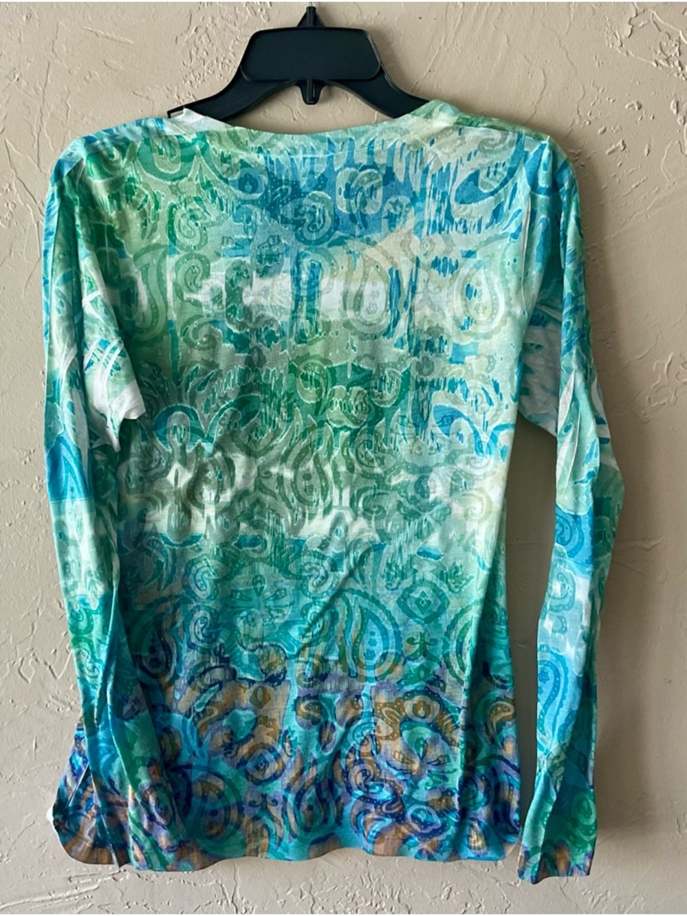 Laura Ashley Teal & Aqua Paisley Long Sleeve Tee - Picture 4 of 6